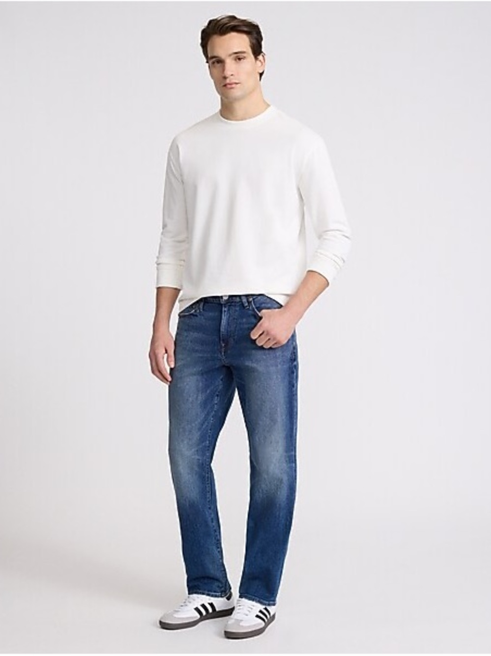 Express Men’s Classic Straight Leg Soft Cotton Medium Blue Wash Jeans 38X32 NWT - Picture 2 of 10